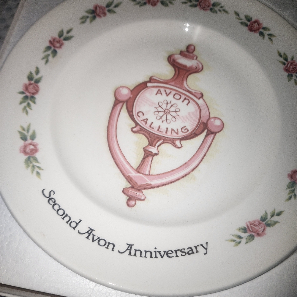VINTAGE AVON EUC SECOND   ANNIVERSARY PLATE THE  DOORKNOCKERS COLLECTORS EDI…